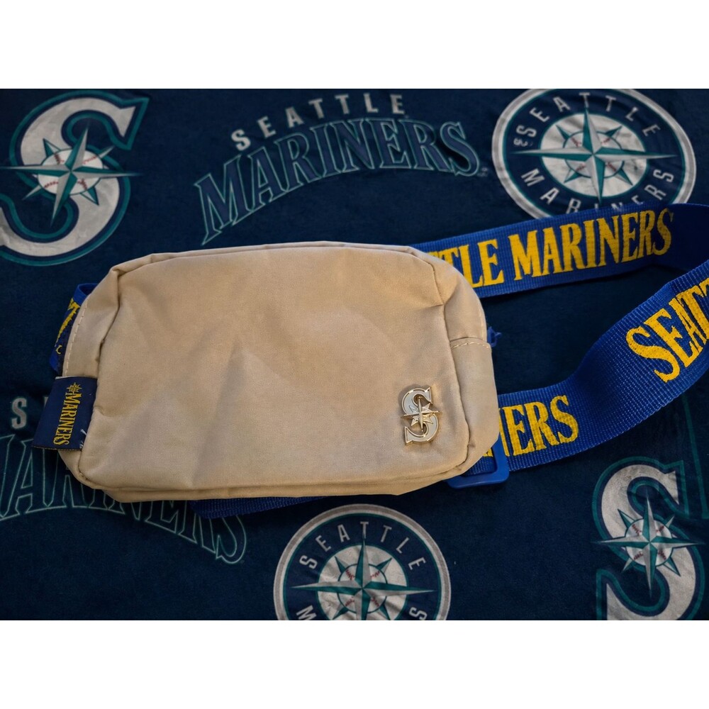 Seattle Mariners MLB Baseball White Crossbody Bag w/ Blue Strap Yellow